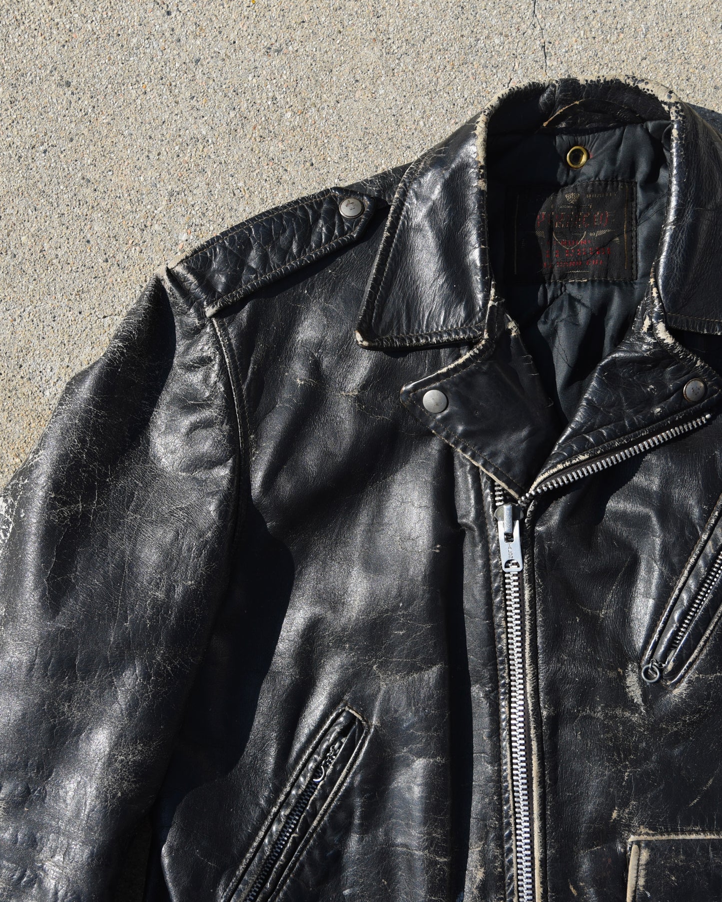 1950s Schott Perfecto Motorcycle Jacket - Hand Painted Harley Davidson