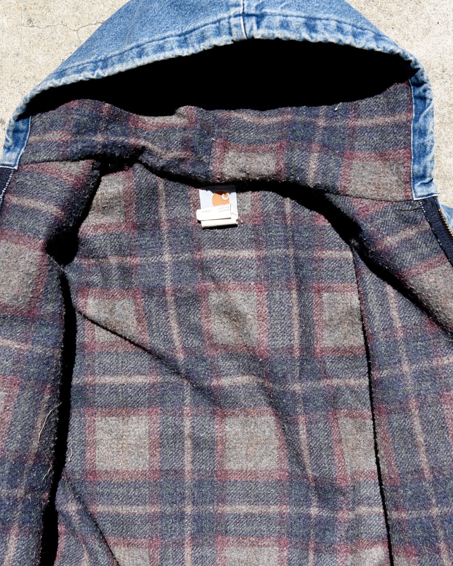 Carhartt J08DST Denim Active Hooded Jacket - Large