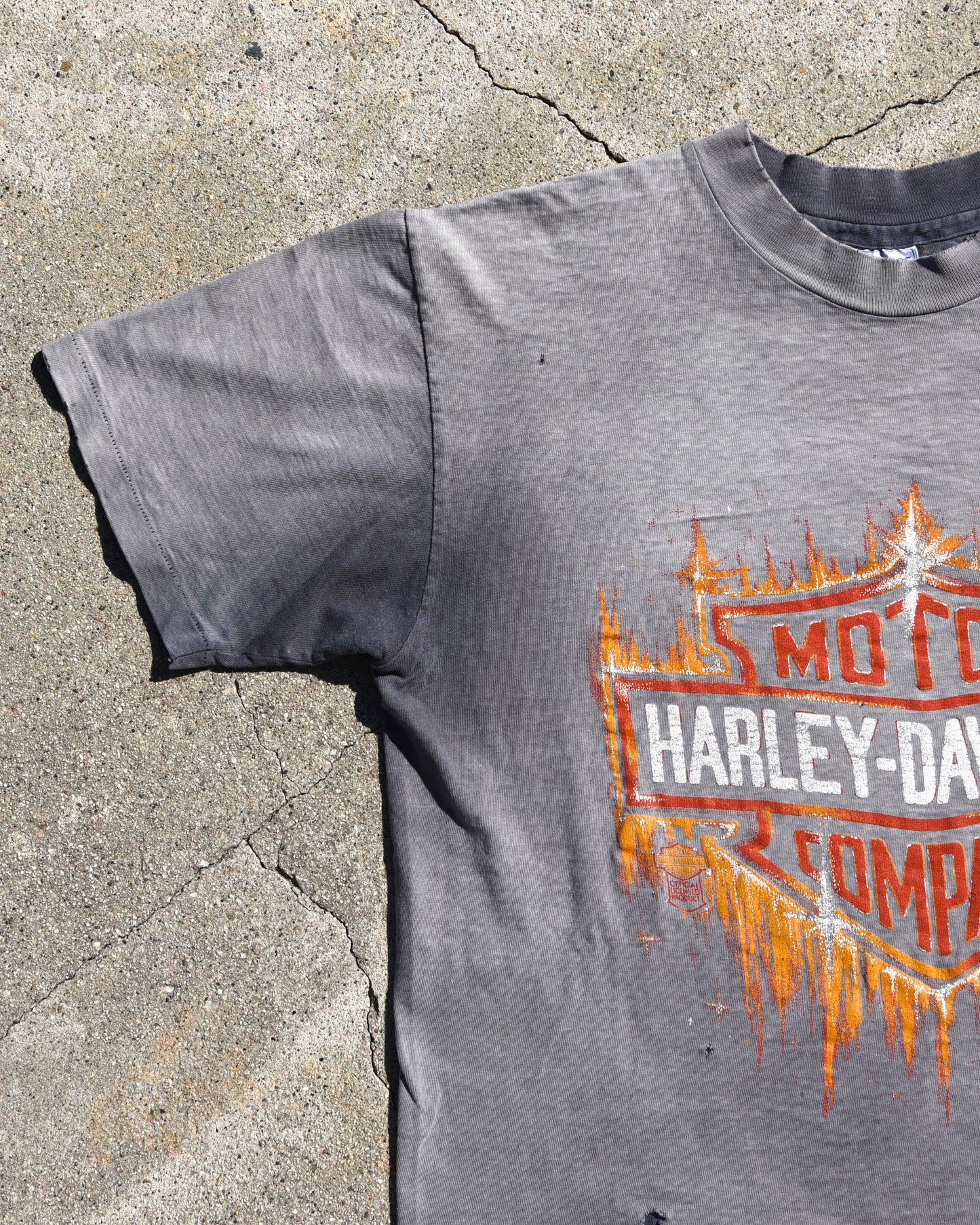 1980s Sun Faded Harley Davidson Flames Tshirt