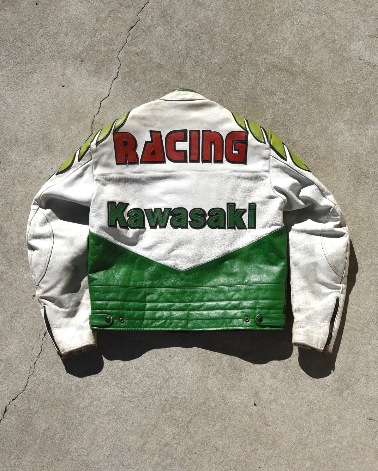 Vintage Kawasaki Motorcycle Racing Padded Leather Jacket