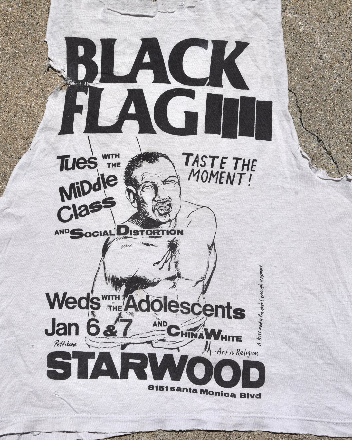 1980s Thrashed Black Flag Cutoff Tshirt
