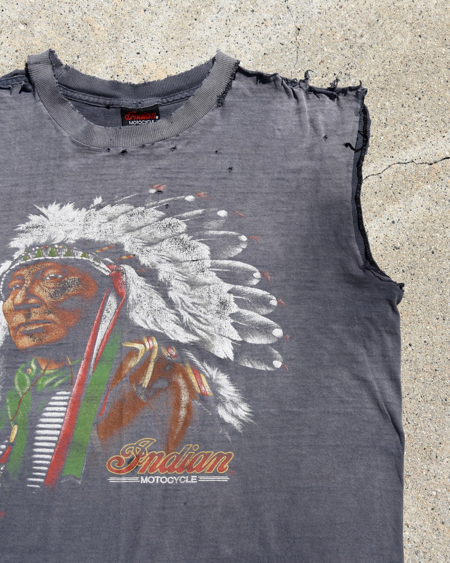 1990s Sun Faded Indian Motorcycles Cutoff Tshirt