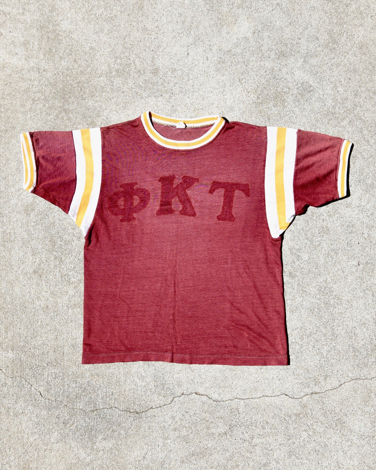 1960s Russell Southern Durene Jersey Fraternity M Sun Faded Ringer