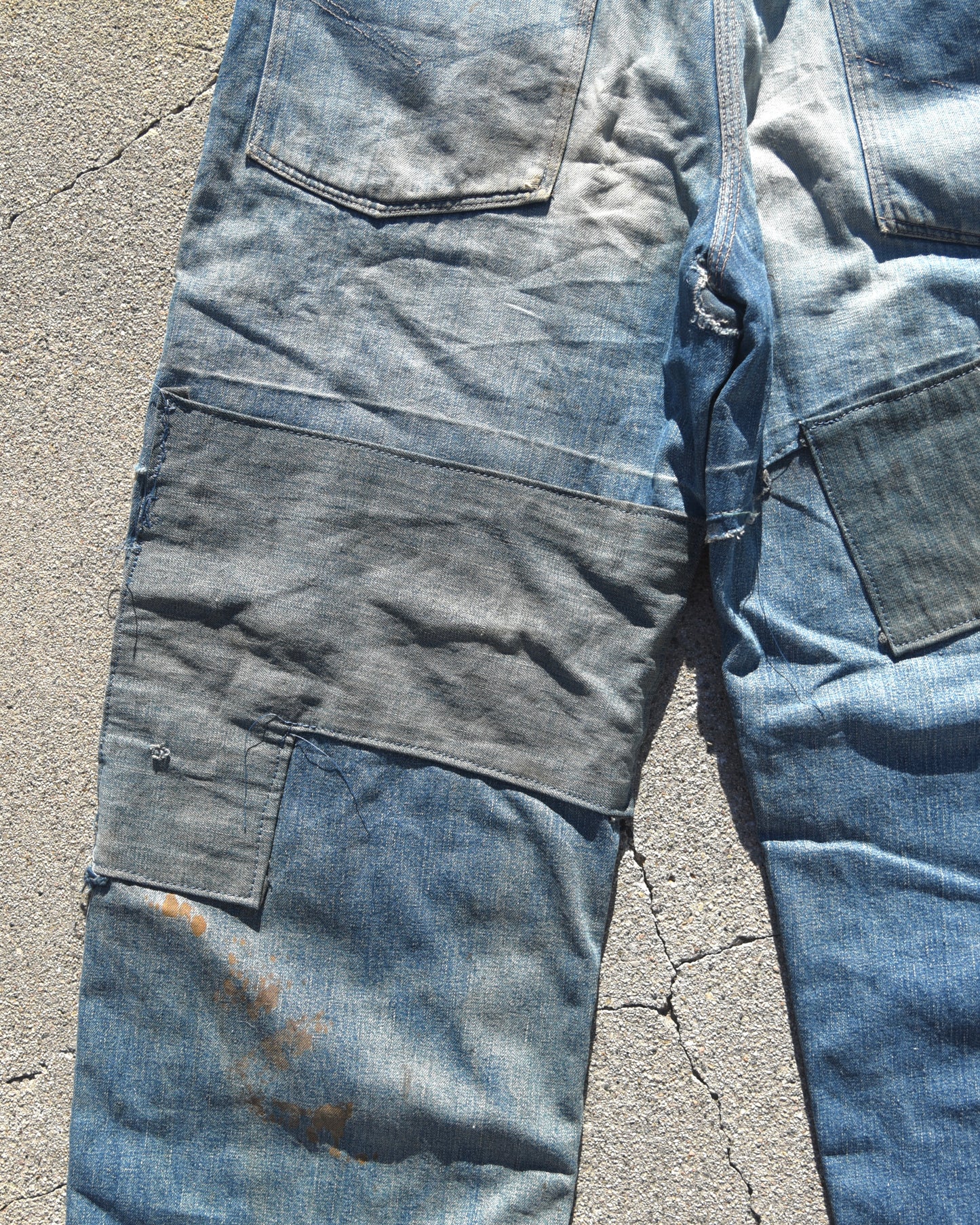 1940s Faded and Repaired Buckleback Denim