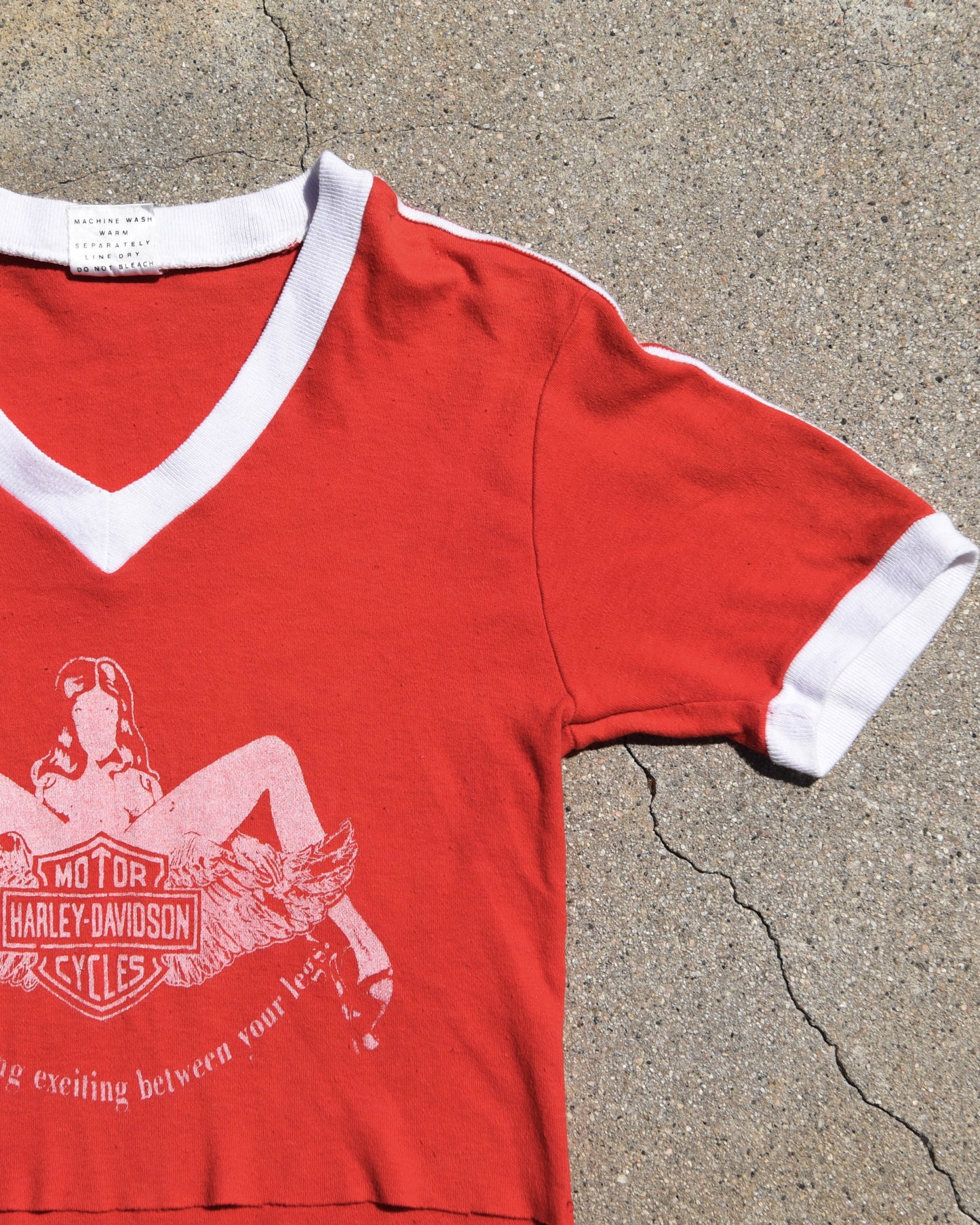 1970s Put Something Exciting Between Your Legs Harley Cropped Tshirt
