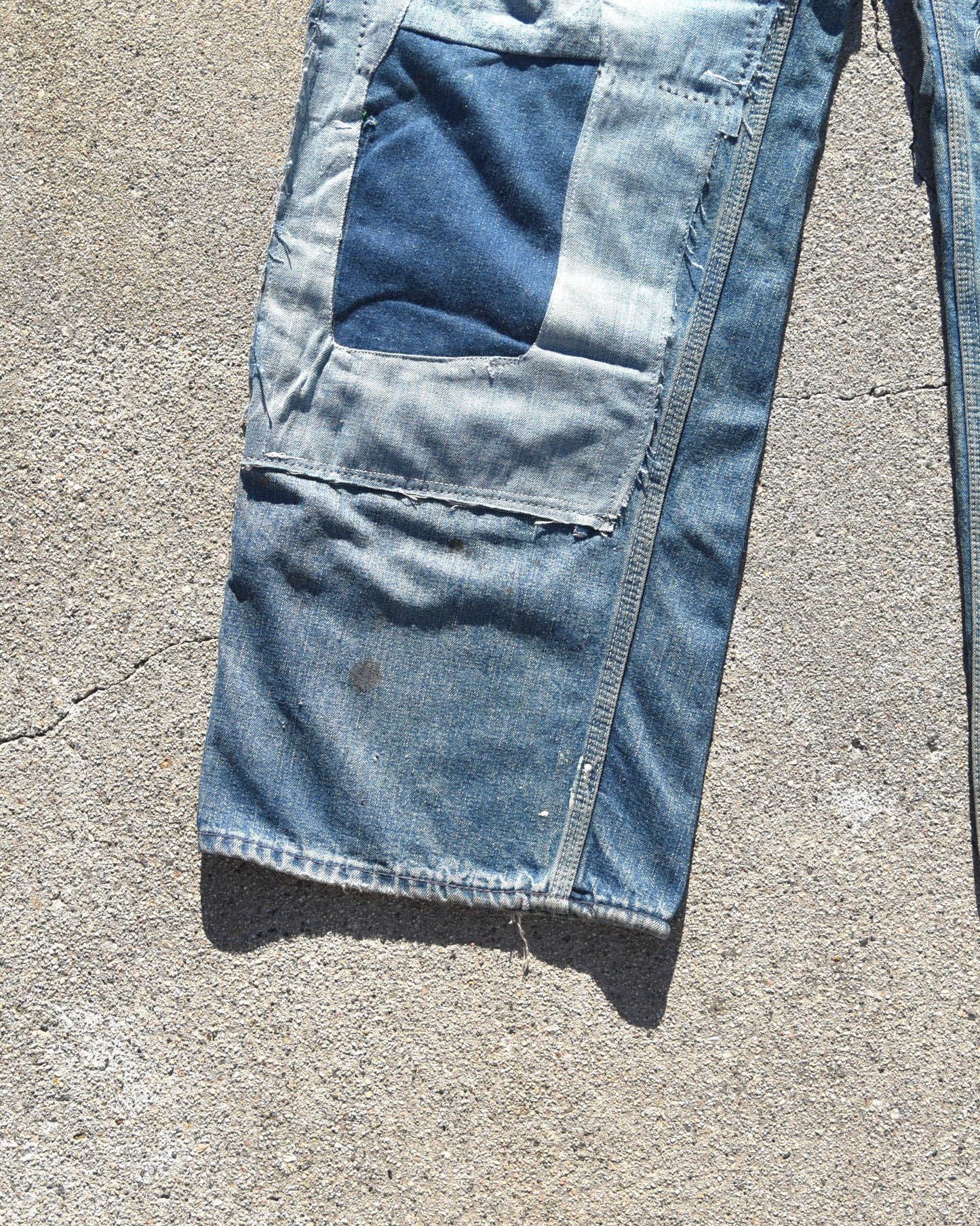 1940s Faded and Repaired Buckleback Denim