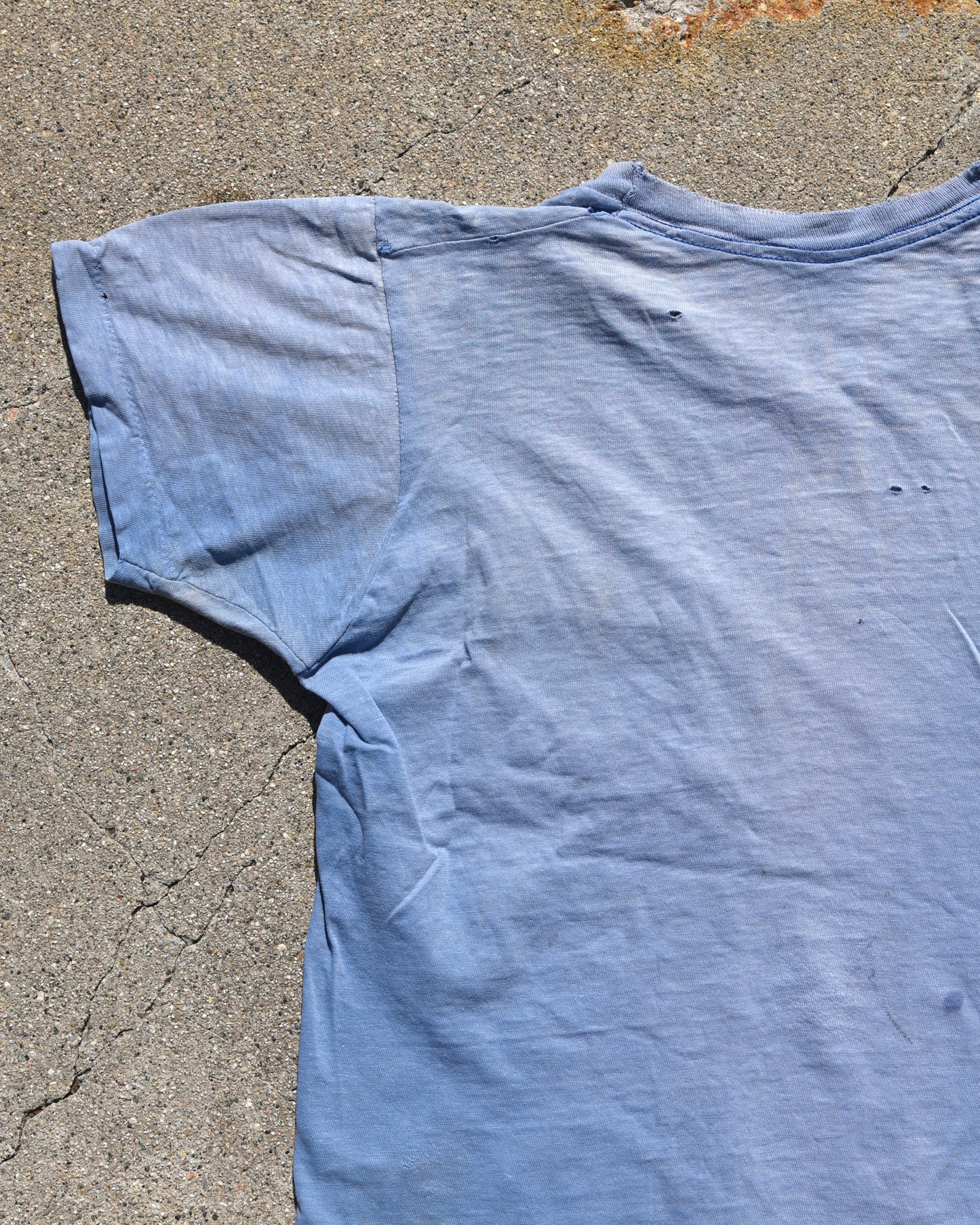 1950s Thrashed and Faded Blue Pocket Tshirt