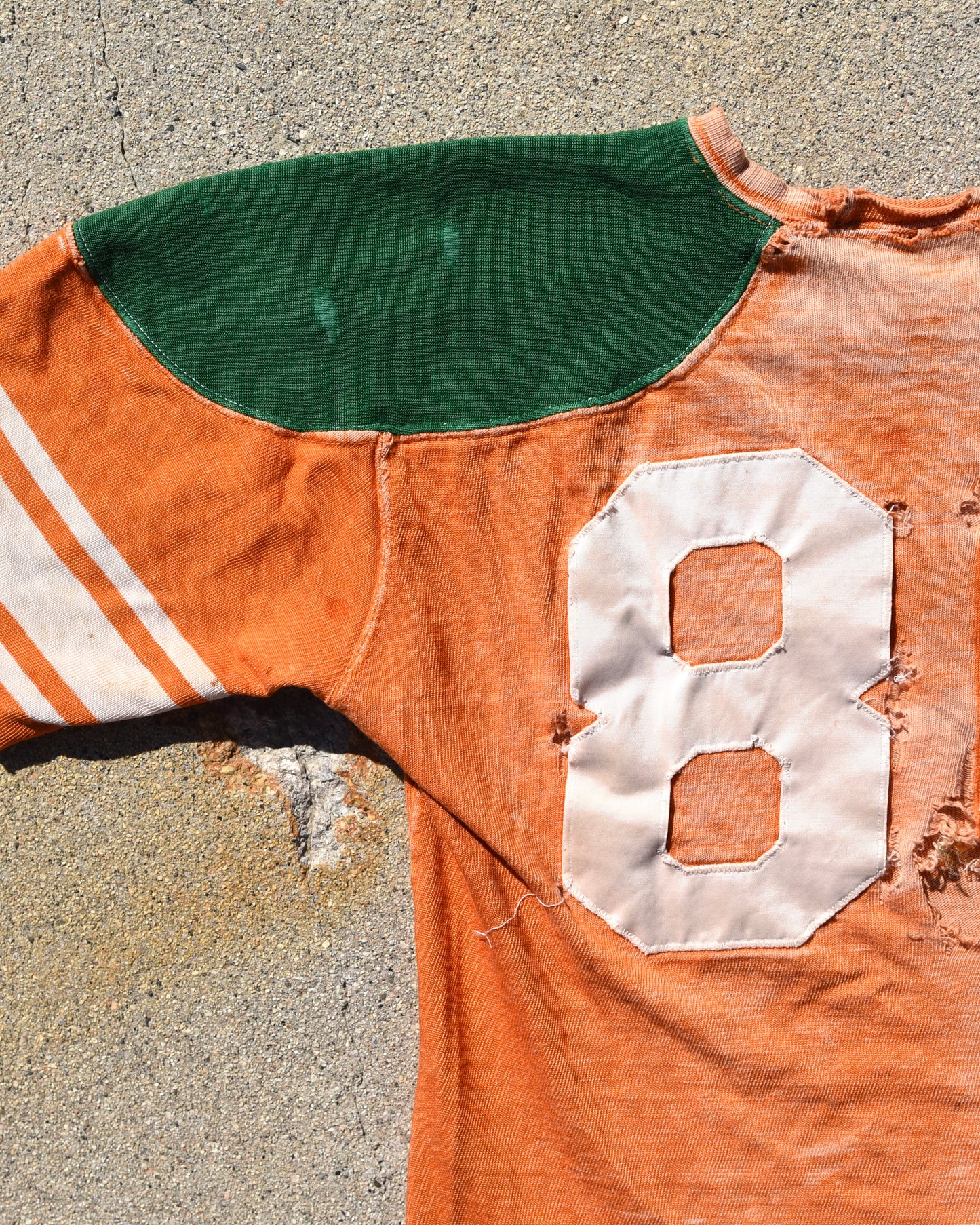1950s Thrashed Sun Faded Rawlings Durene Two Tone Football Jersey