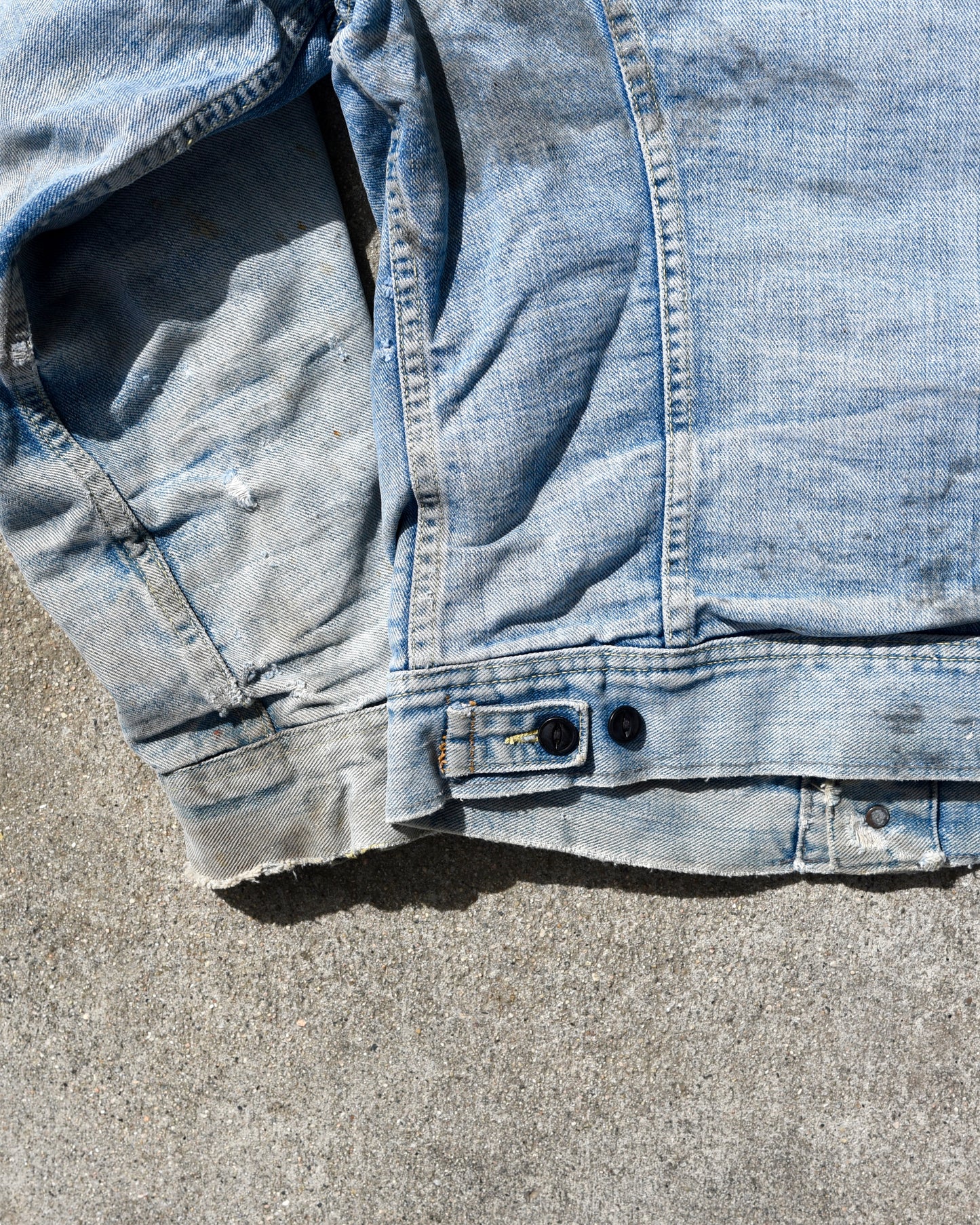 1970s Lee Storm Rider Wool Lined Denim Jacket Union Made Thrashed