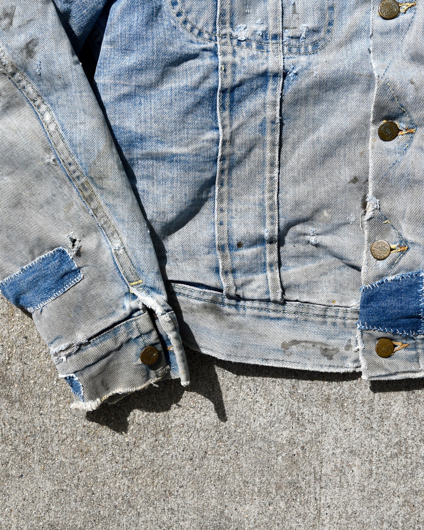 1970s Lee Storm Rider Wool Lined Denim Jacket Union Made Thrashed