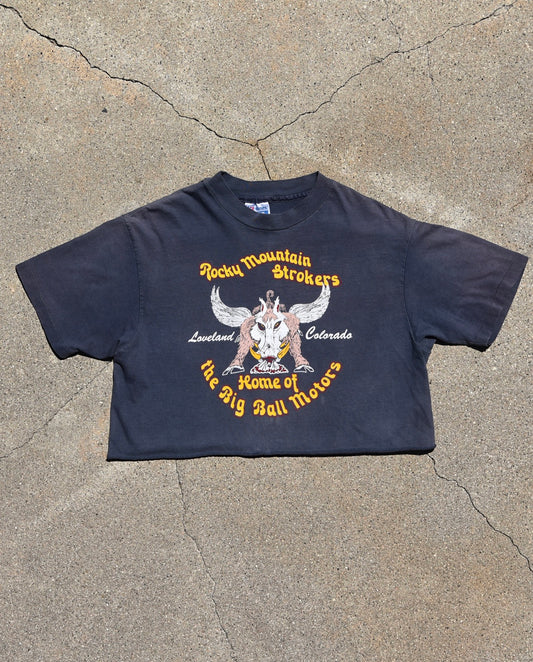 1980s Rocky Mountain Strokers Cropped Harley Davidson Tshirt