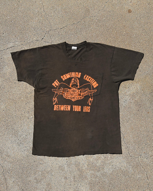 1980s Put Something Exciting Between Your Legs Harley Davidson Tshirt