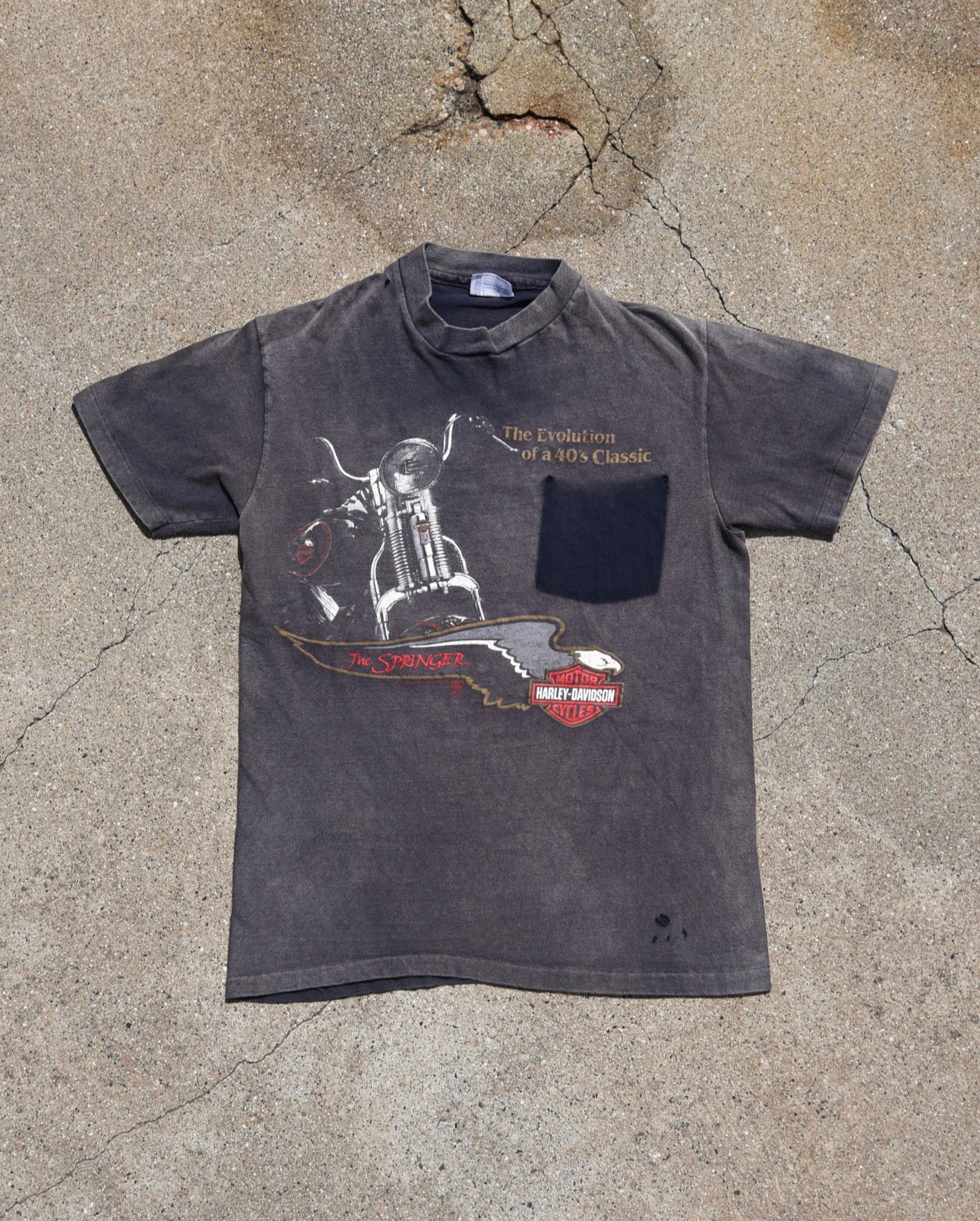 1980s Faded Ghost Pocket Harley Davidson Tshirt