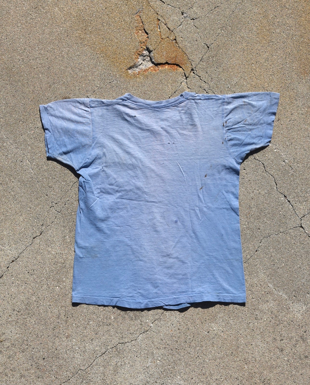 1950s Thrashed and Faded Blue Pocket Tshirt